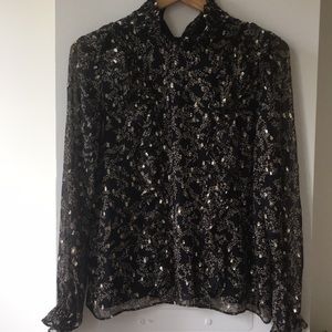 Brand new with tags Sezane black and gold blouse